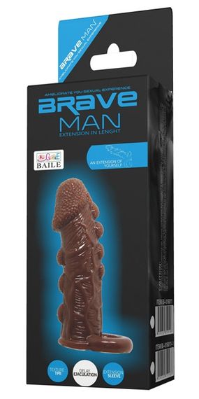 Насадка - презерватив Brave Man, BI-016012 ( коричнева ) Sex Aura | Зображення 7