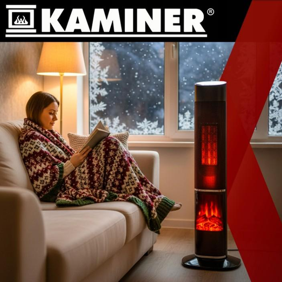 Колонный тепловентилятор Teesa 2000W с имитацией камина | Зображення 1