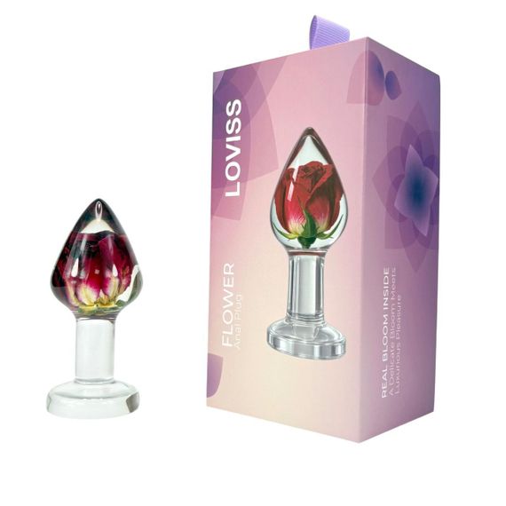 Розкішна анальна пробка Loviss Rose Anal Plug зі справжньою трояндою всередині Sex Aura