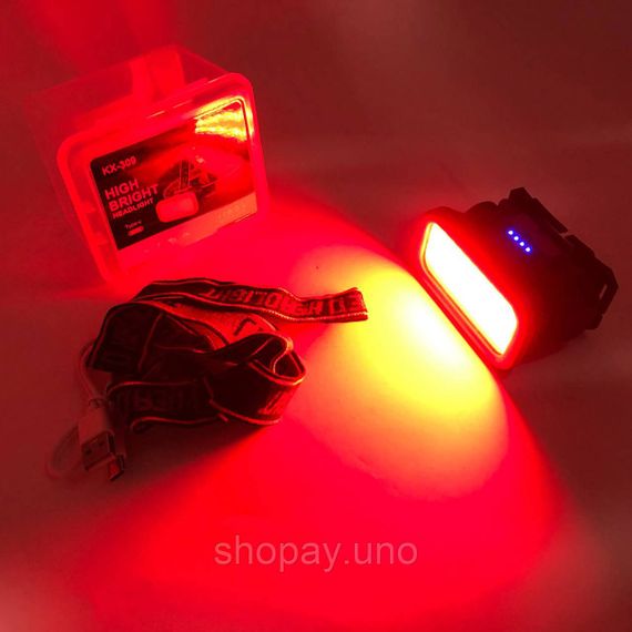 Тактичний налобний ліхтар на акумуляторі YM-309-COB(white+red), Ліхтар на лоб для риболовлі Police QI-67 | Зображення 1