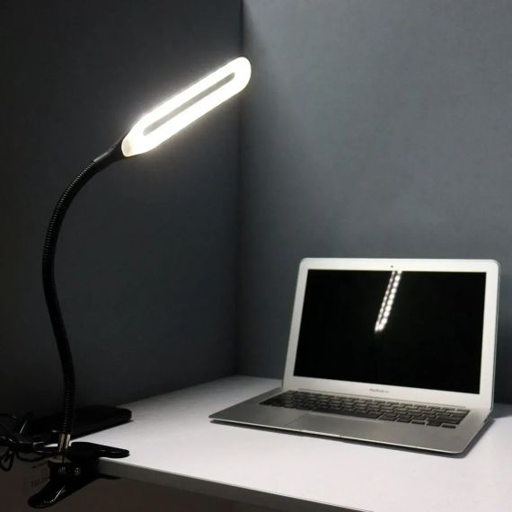 Настольная LED лампа на прищепке, от USB, Berger 1043-TL-10 Black / Светодиодная лампа с гибкой ножкой | Зображення 3