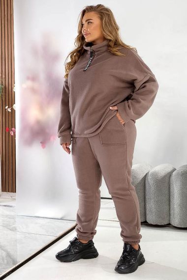 Спортивний костюм жіночий на флісі, колір мокко, 257R90 | Зображення 2