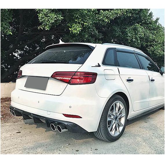 Диффузор заднего бампера V2 (для S-Line HB 2017-2020, Карбон) для Ауди A3 | Зображення 1