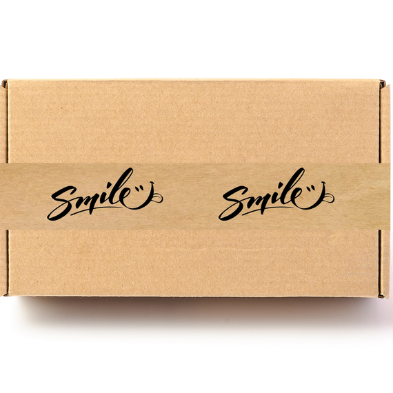 Скотч этикетка крафт "Smile​​​​​​​", 50х294 мм (100 шт/рулон), самоклеющаяся Viskom