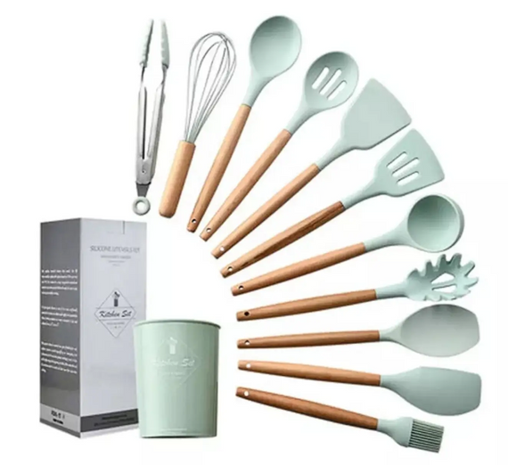 Набор кухонных принадлежностей Kitchen Set, 12 предметов ∙ Силиконовые аксессуары для кухни с подставкой | Зображення 3