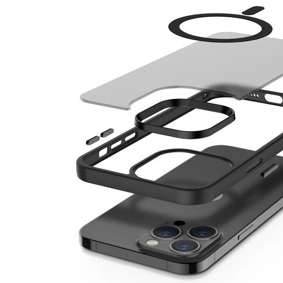 TPU+PC чохол Metal Buttons with MagSafe Colorful для Apple iPhone 14 Pro (6.1") TPU+PC, Чорний | Зображення 3