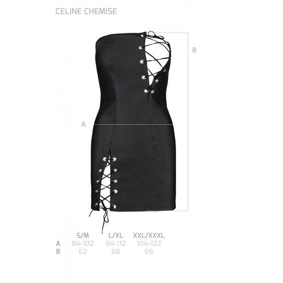Мінісукня з екошкіри CELINE CHEMISE black — Passion: шнурівка, трусики в комплекті, L/XL | Зображення 6
