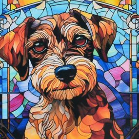 Алмазная мозаика "Витражный пес" DEEX16282 не полная выкладка 30х30 см