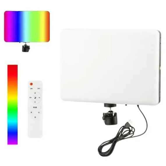 Светодиодная прямоугольная LED-лампа разноцветная RGB PM26 с пультом