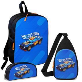 Набір Hot Wheels 3 в 1: дитячий рюкзак + сумка-слінг + пенал, для хлопчика та дівчинки 7–9 років (6267)