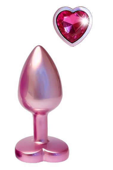 Анальная пробка розовая Dream Toys Gleaming Love с декоративным камнем в виде сердца, S Sex Aura