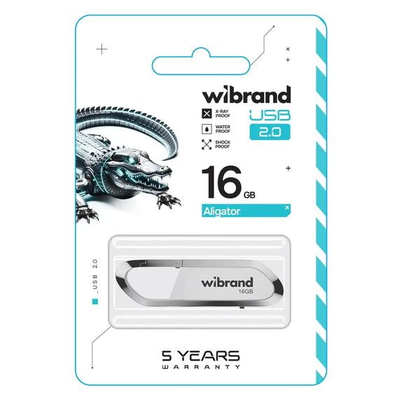 USB флеш накопичувач Wibrand 16GB Aligator White USB 2.0 (WI2.0/AL16U7W) | Зображення 1