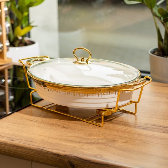 Настільна мармітниця 41х25х15.5 см марміт керамічний для других страв 2 л | Зображення 3