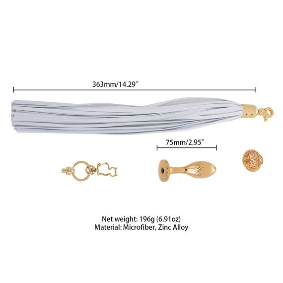 Металева анальна пробка Хвіст поні LOCKINK SEVANDA White Pony-Tail Anal Pear-shape Plug | Зображення 5