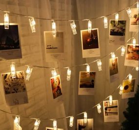 Гірлянда світлодіодна з прищіпками для фото 4,5м 20 Led від батарейок