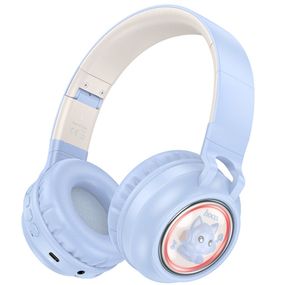 Накладные беспроводные наушники Hoco W50 Cute fun Blue