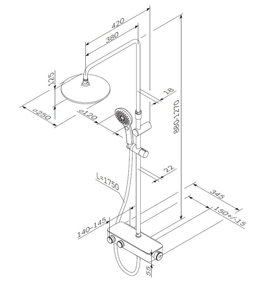 Душова система AM.PM Inspire 2.0 з термостатом AM.PM F0750A400 | Зображення 1