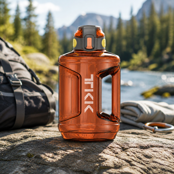 Спортивная бутылка TKK 2300 мл (2.3 л) : ударопрочный Tritan BPA-free, с ручкой и клапаном, Терракотовая | Зображення 8