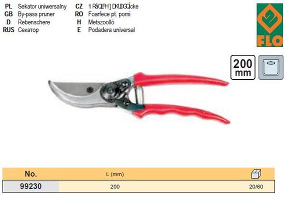 Секатор садовий різ до 15 мм сікатор 200 мм сикатор Польща FLO-99230 | Зображення 1