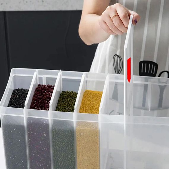 Диспенсер для сыпучих продуктов с дозатором, 6 отделений / Кухонный органайзер с мерным контейнером / | Зображення 6