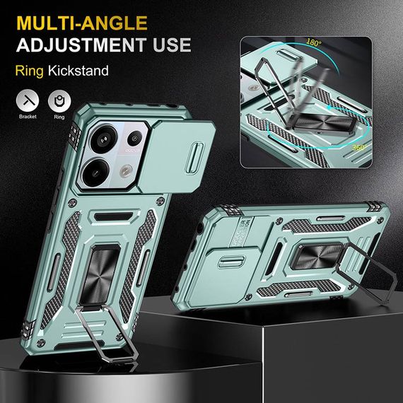 Ударопрочный чехол Camshield Army Ring для Xiaomi Poco X6 / Note 13 Pro 5G Зеленый / Light Green | Зображення 1