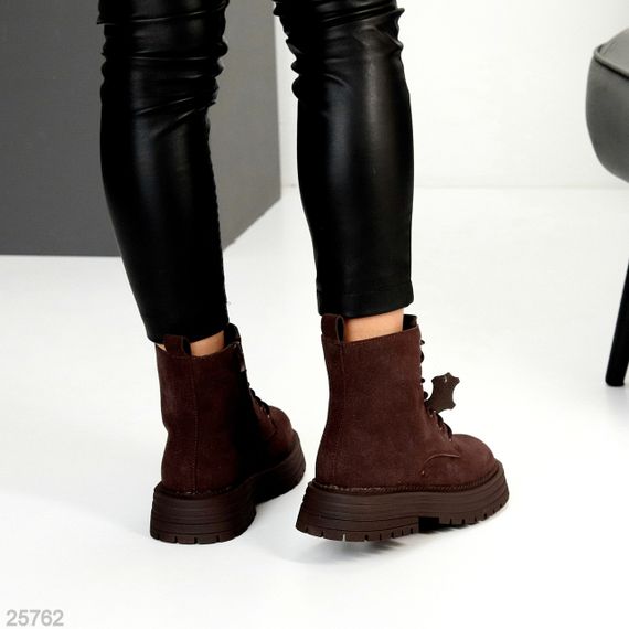 Повсякденні шоколадні зимові черевики берці натуральна замша доступна ціна | Зображення 4