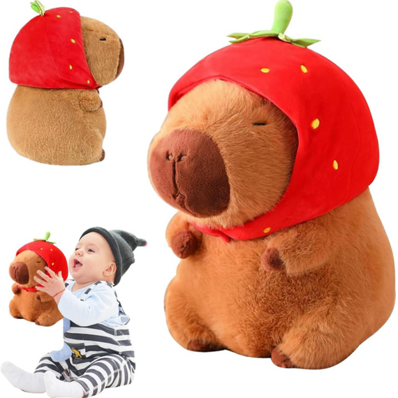 М’яка іграшка Капібара Strawberry 29 см з декоративною шапочкою і наповнювачем з холофайбера | Зображення 3