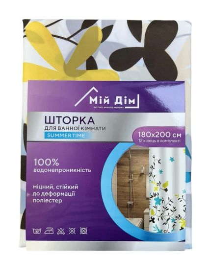 Шторка для ванної кімнати та душу тканинна Мій Дім Summer Time 180x200 см (NJ01551) | Зображення 3
