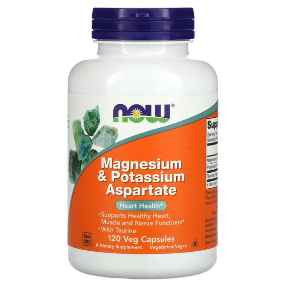 Магній і калій NOW Magnesium &amp; Potassium Aspartate with Taurine 120 Veg Capsules