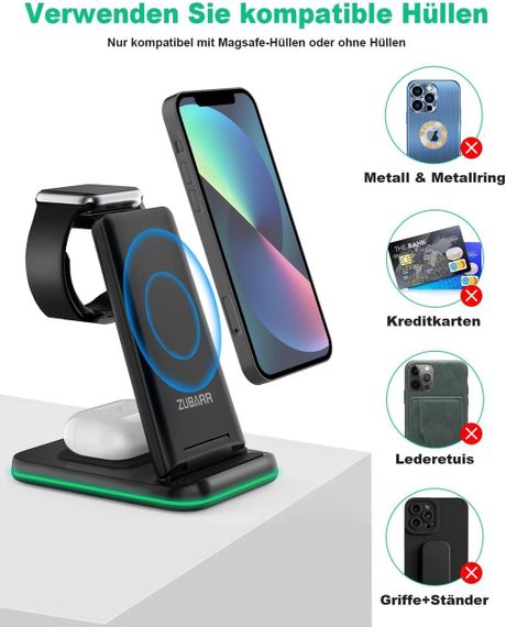 Бездротова зарядна станція 3-в-1, що підходить для подорожей. Сумісно з iPhone 16, 15, 14, 13, 12, 11 | Зображення 5