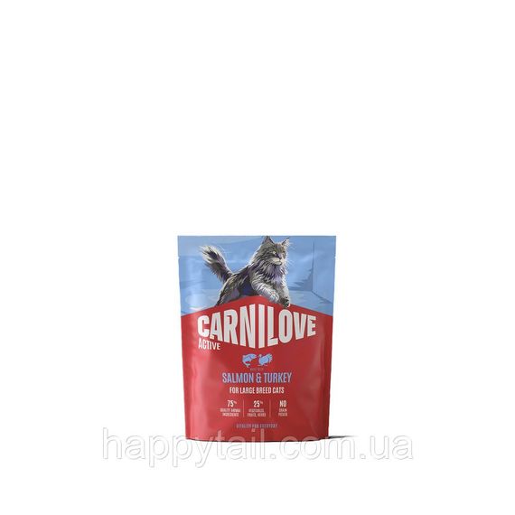 Беззерновий сухий корм Carnilove Active Salmon & Turkey Large Breed для котів великих порід лосось та індичка 400 г (арт. 173715)