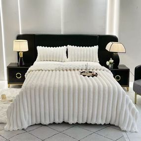 Плед Dushka Home Шарпей Полоска 7 см 21797 200х230 см белый