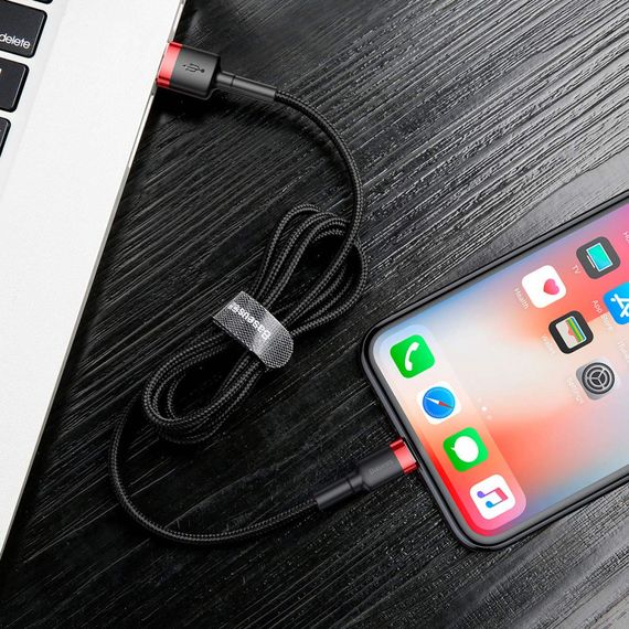 Кабель Baseus Cafule Lightning 2.4A (1m) red/black | Зображення 4