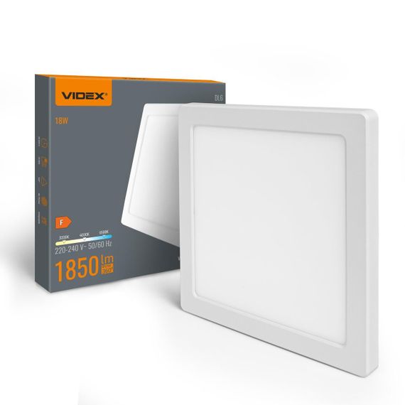 Світлодіодний світильник квадратний VIDEX DL6S 18W 3000K-4000K-6500K White