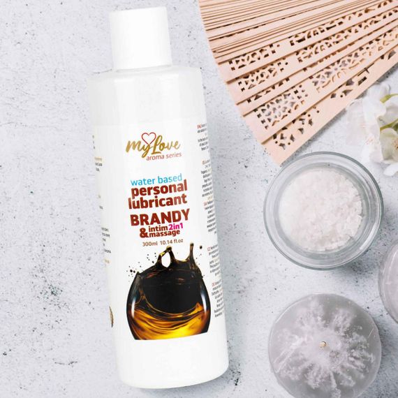 2в1 лубрикант та масажний гель - MyLove Aroma Series Intim&Massage Brandy, 300 мл Sex Aura | Зображення 2