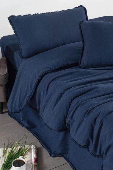 Постільна білизна Sikel Stonewashed Soho Firfirli 200 х 220 см Lacivert | Зображення 1