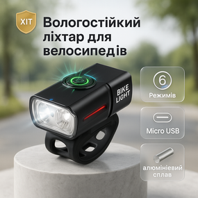 Передній протиударний ліхтар на велосипед BK02, Велоліхтар передній, Фара для велосипеда з зарядкою DP-42
