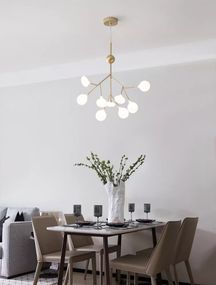 Люстра підвісна на 9 лампочок 26141 Золото 60-150х56х56 см.