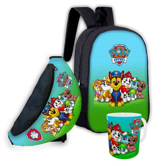 Набор детский Щенячий патруль рюкзак 36х27см сумка-бананка,кружка с принтом для мальчика (01631)