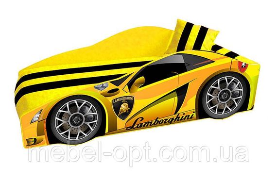 Кровать машинка серия Элит модель Lamborghini желтая со спортивным матрасом и подушкой | Зображення 3