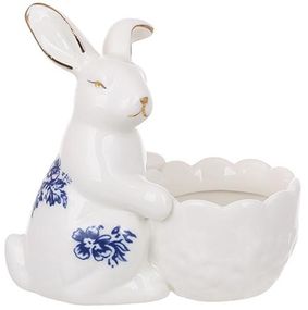 Підставка порцелянова для яйця "Англійська Троянда" 10х6х11см з фігуркою кролика
