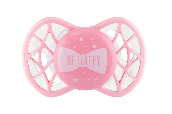 Пустышка ортодонтическая Nuvita NV7064 Air55 Cool 0m+ &quot;BE HAPPY&quot; цвета &quot;розовый кварц&quot; (NV7064RQ)