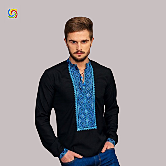 Рубашка Украинская вышиванка  55631113 цвет чёрный размер L