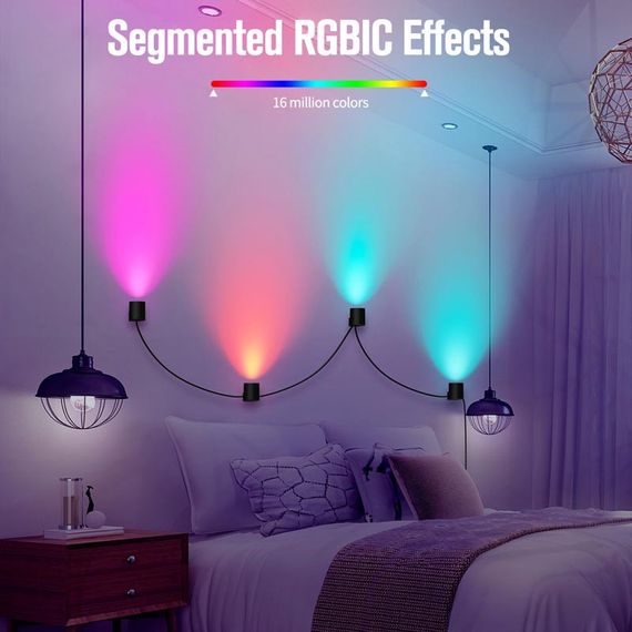 Настенная LED лампа RGB Intelligent wall lamp 6 pcs with Bluetooth European plug with app Black | Зображення 4
