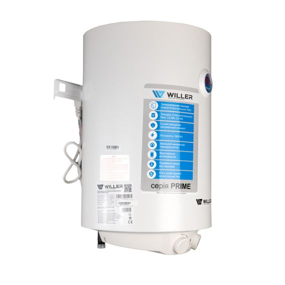 Водонагрівач WILLER PRIME, 1500 Вт, "сухий" ТЕН, 50 л, циліндричний, вертикальний, білий (EV50DR) | Зображення 9