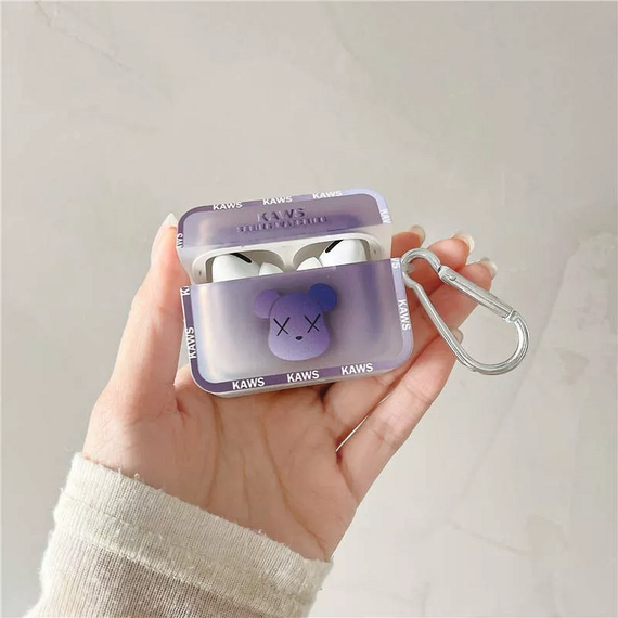 Силиконовый 3D чехол для наушников Apple AirPods Pro 1/2 Bearbrick Kaws Фиолетовый | Зображення 1
