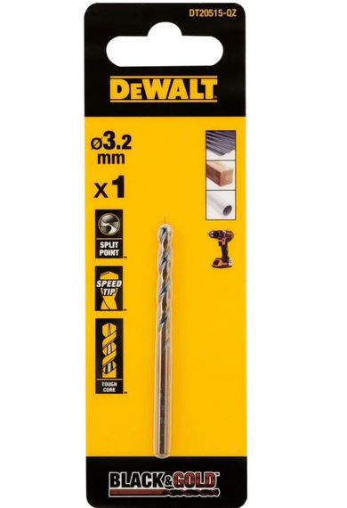 Свердло по металу DeWalt BLACK & GOLD HSS-G 3.2 мм (DT20515)
