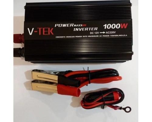 Перетворювач напруги автомобільний V-TEK Power Maxx-SSK1000W, інвертор 12/220В, USB, охолодження Чорний | Зображення 3
