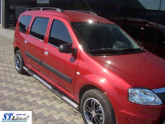 Бічні труби (2 шт., нерж.) 70 мм, з пластиковими вставками для Dacia Logan MCV 2004-2014 рр | Зображення 3