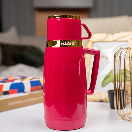 Термос Magio MG-1050R зі скляною колбою, Термос для питної води, Термос із нержавіючої сталі. Колір: червоний | Зображення 3